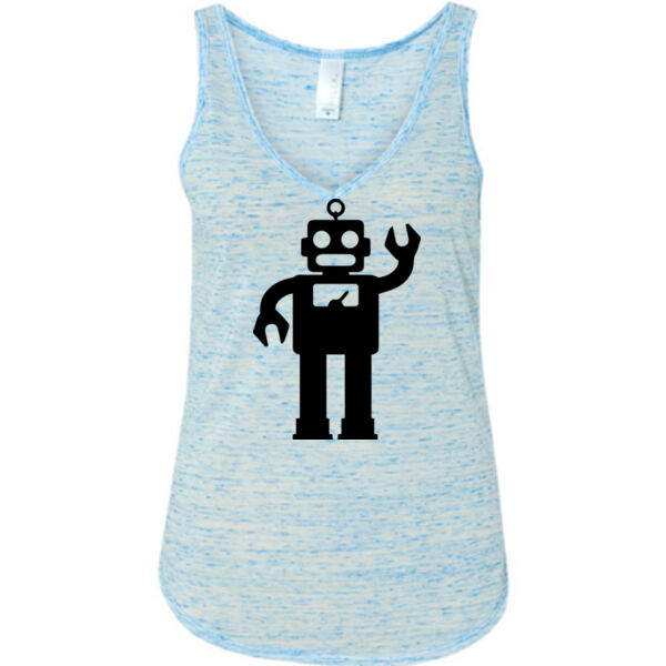 Waving Robot - Ladies' Flowy V-Neck Tank Thumbnail