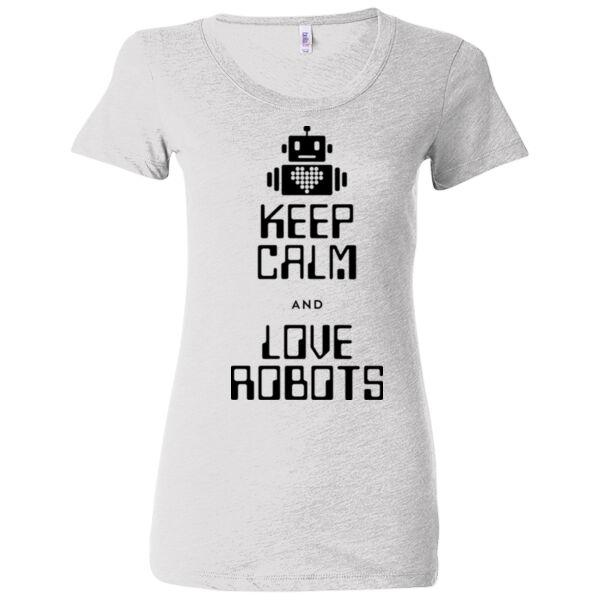 Keep Calm and Love Robots - (S) Ladies' Triblend Short Sleeve T-Shirt Thumbnail