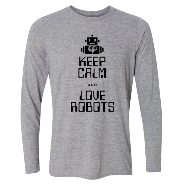 Keep Calm and Love Robots - Light Youth Long Sleeve Ultra Performance 100% Performance T Shirt Thumbnail
