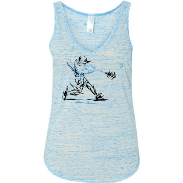 Baseball Player (Carolina Blue) - Ladies' Flowy V-Neck Tank Thumbnail