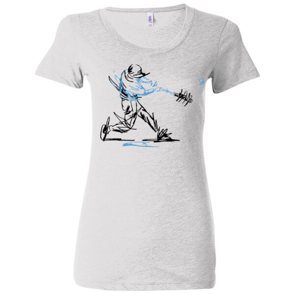Baseball Player (Carolina Blue) - (S) Ladies' Triblend Short Sleeve T-Shirt Thumbnail