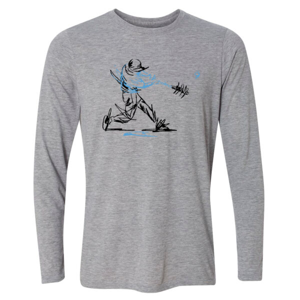 Baseball Player (Carolina Blue) - Light Youth Long Sleeve Ultra Performance 100% Performance T Shirt Thumbnail