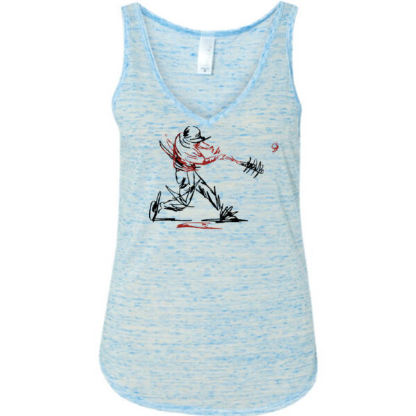 Baseball Player (Red) - Ladies' Flowy V-Neck Tank Thumbnail
