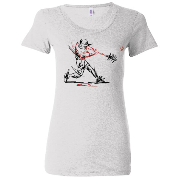 Baseball Player (Red) - (S) Ladies' Triblend Short Sleeve T-Shirt Thumbnail
