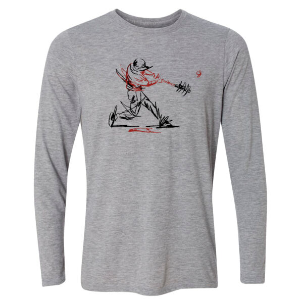 Baseball Player (Red) - Light Youth Long Sleeve Ultra Performance 100% Performance T Shirt Thumbnail