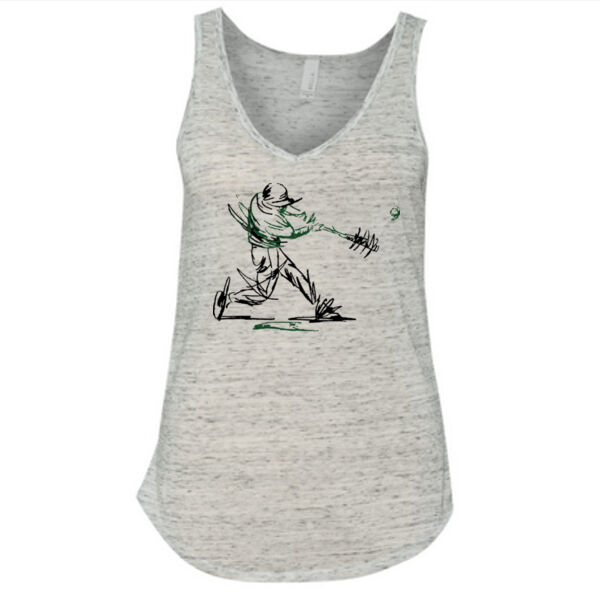 Baseball Player (Green) - Ladies' Flowy V-Neck Tank Thumbnail