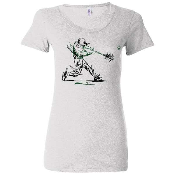 Baseball Player (Green) - (S) Ladies' Triblend Short Sleeve T-Shirt Thumbnail