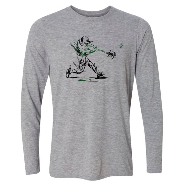 Baseball Player (Green) - Light Youth Long Sleeve Ultra Performance 100% Performance T Shirt Thumbnail