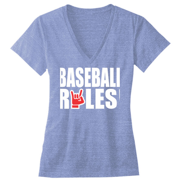Baseball Rules - Ladies' Triblend Deep V-Neck T-Shirt Thumbnail