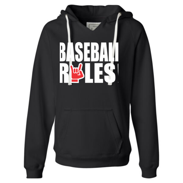 Baseball Rules - Ladies' Sueded V-Neck Hooded Sweatshirt Thumbnail