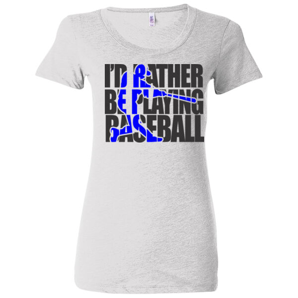 I'd Rather Be Playing Baseball (Royal) - (S) Ladies' Triblend Short Sleeve T-Shirt Thumbnail