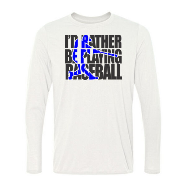 I'd Rather Be Playing Baseball (Royal) - Light Long Sleeve Ultra Performance 100% Performance T Shirt Thumbnail