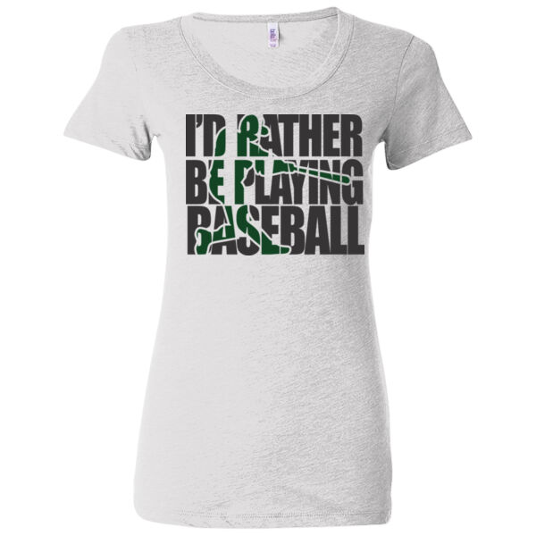 I'd Rather Be Playing Baseball (Green) - (S) Ladies' Triblend Short Sleeve T-Shirt Thumbnail