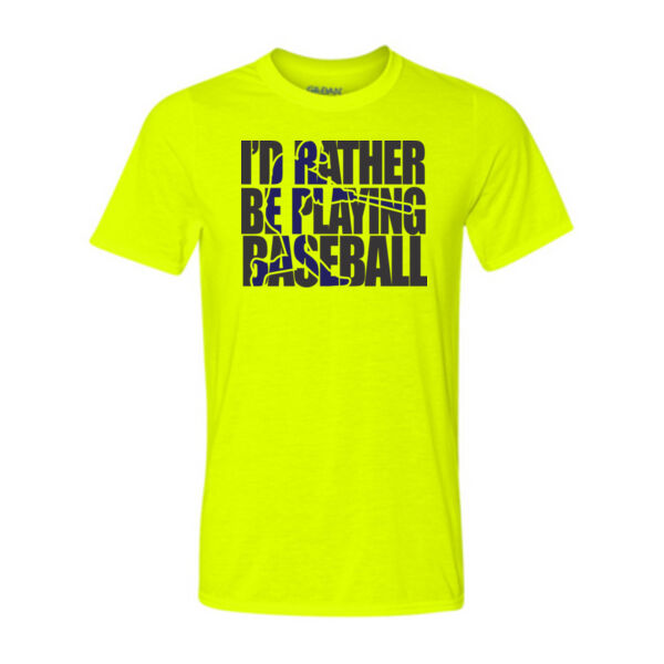 I'd Rather Be Playing Baseball (Blue) - Light Youth/Adult Ultra Performance 100% Performance T Shirt Thumbnail
