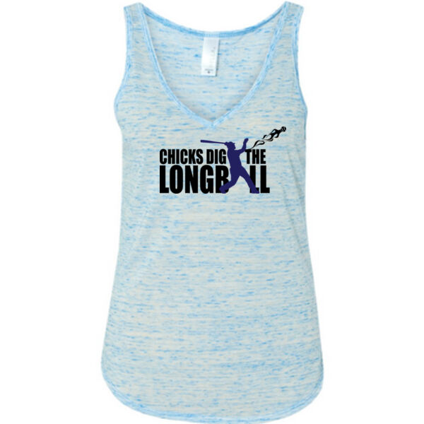 Chicks Dig the Long Ball Baseball - Ladies' Flowy V-Neck Tank Thumbnail
