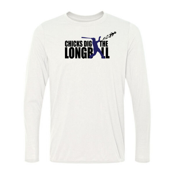 Chicks Dig the Long Ball Baseball - Light Long Sleeve Ultra Performance 100% Performance T Shirt Thumbnail