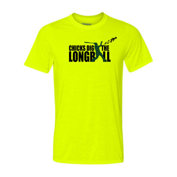 Chicks Dig the Long Ball Baseball (Green) - Light Youth/Adult Ultra Performance 100% Performance T Shirt Thumbnail