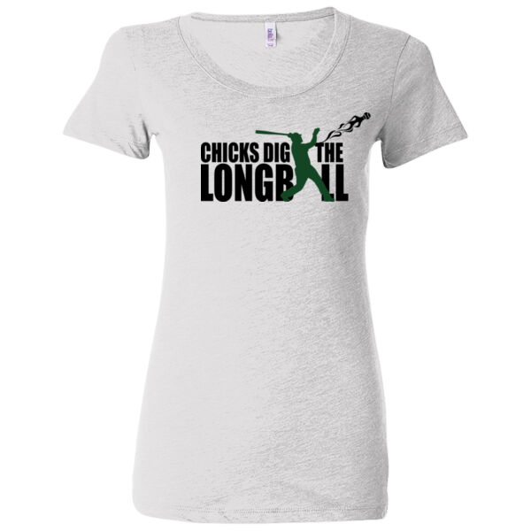 Chicks Dig the Long Ball Baseball (Green) - (S) Ladies' Triblend Short Sleeve T-Shirt Thumbnail