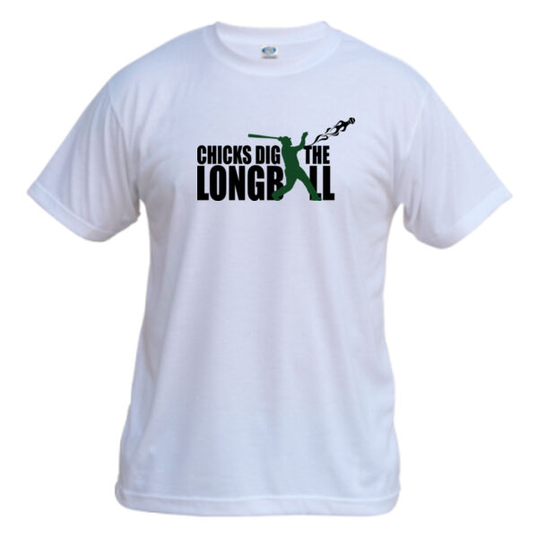 Chicks Dig the Long Ball Baseball (Green) - Vapor Basic Performance Tee Thumbnail