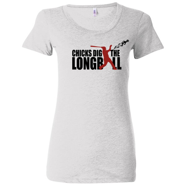 Chicks Dig the Long Ball Baseball (Red) - (S) Ladies' Triblend Short Sleeve T-Shirt Thumbnail