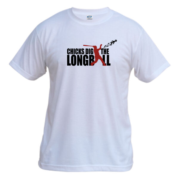Chicks Dig the Long Ball Baseball (Red) - Vapor Basic Performance Tee Thumbnail