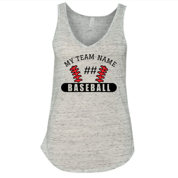 Baseball Laces Tee Custom Personalized - Ladies' Flowy V-Neck Tank Thumbnail