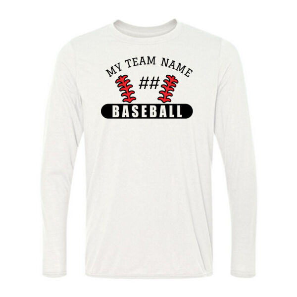 Baseball Laces Tee Custom Personalized - Light Long Sleeve Ultra Performance 100% Performance T Shirt Thumbnail