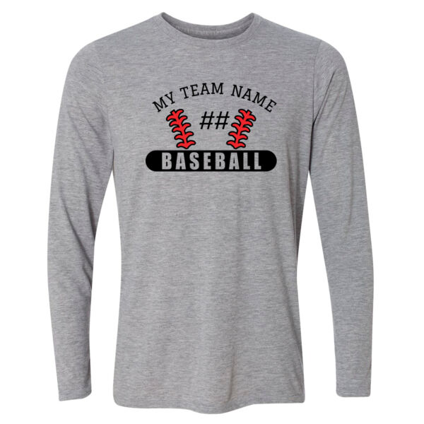 Baseball Laces Tee Custom Personalized - Light Youth Long Sleeve Ultra Performance 100% Performance T Shirt Thumbnail