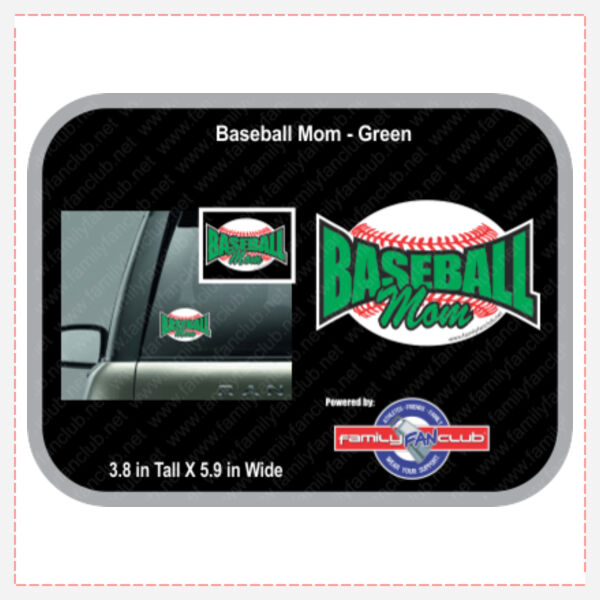 Baseball Mom - Green Decal / Sticker Thumbnail