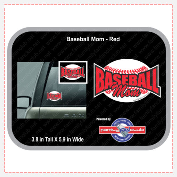 Baseball Mom - Red Decal  Thumbnail