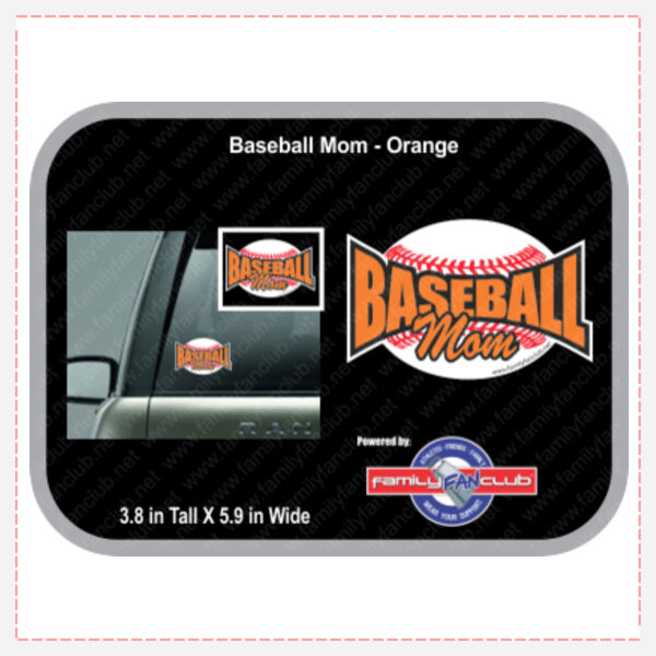 Baseball Mom - Orange Decal / Sticker Thumbnail