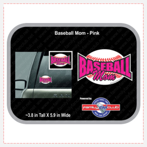 Baseball Mom - Pink Decal  Thumbnail