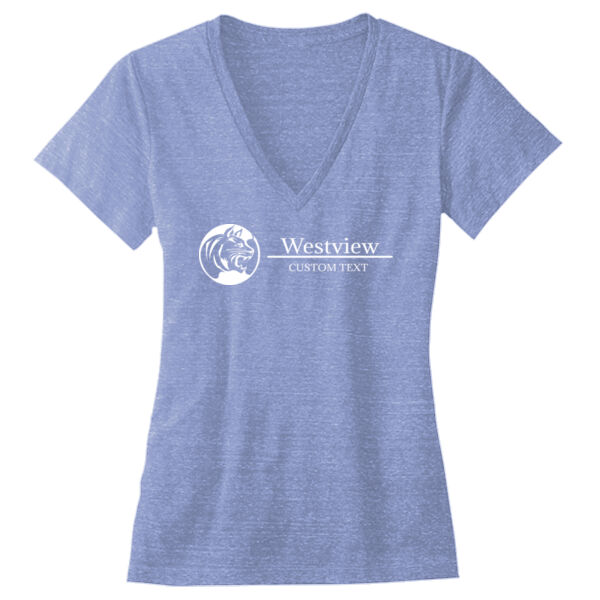 Westview Middle School White Logo with Custom Text - Ladies' Triblend Deep V-Neck T-Shirt Thumbnail
