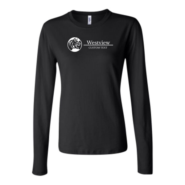 Westview Middle School White Logo with Custom Text - Bella Long Sleeve Crew Tee Thumbnail
