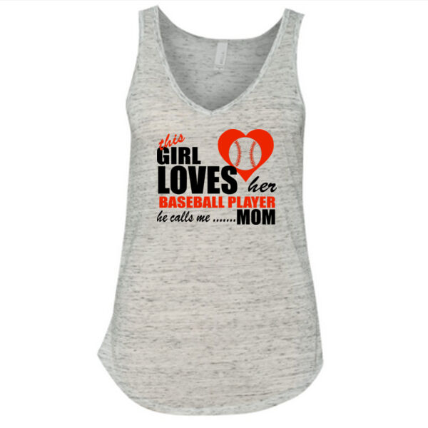 This Girl Loves Her Baseball Player - Ladies' Flowy V-Neck Tank Thumbnail