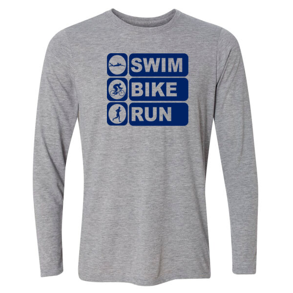 Swim Bike Run Vertical Triathlon - Light Long Sleeve Ultra Performance 100% Performance T Shirt Thumbnail