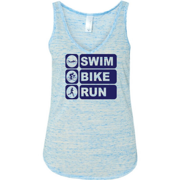 Women's Swim Bike Run Vertical Triathlon (Blue) - Ladies' Flowy V-Neck Tank Thumbnail