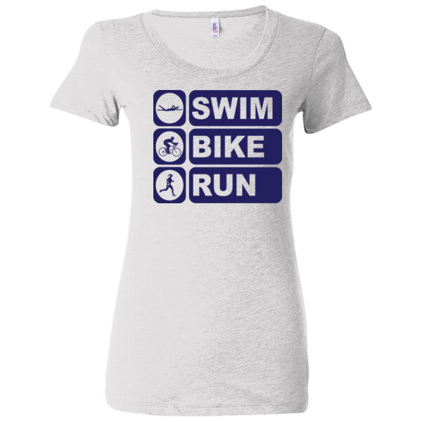 Women's Swim Bike Run Vertical Triathlon (Blue) - (S) Ladies' Triblend Short Sleeve T-Shirt Thumbnail