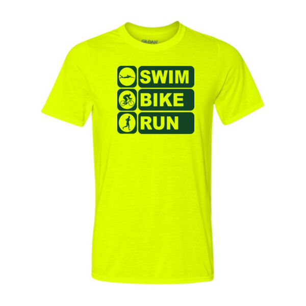 Men's Swim Bike Run Vertical Triathlon (Green) - Light Youth/Adult Ultra Performance 100% Performance T Shirt Thumbnail