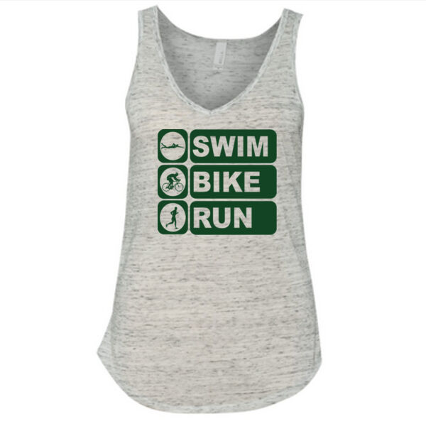 Men's Swim Bike Run Vertical Triathlon (Green) - Ladies' Flowy V-Neck Tank Thumbnail