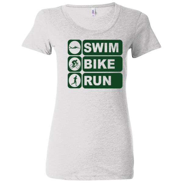 Men's Swim Bike Run Vertical Triathlon (Green) - (S) Ladies' Triblend Short Sleeve T-Shirt Thumbnail