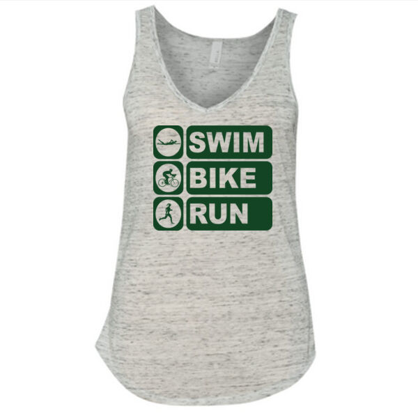 Women's Swim Bike Run Vertical Triathlon (Green) - Ladies' Flowy V-Neck Tank Thumbnail