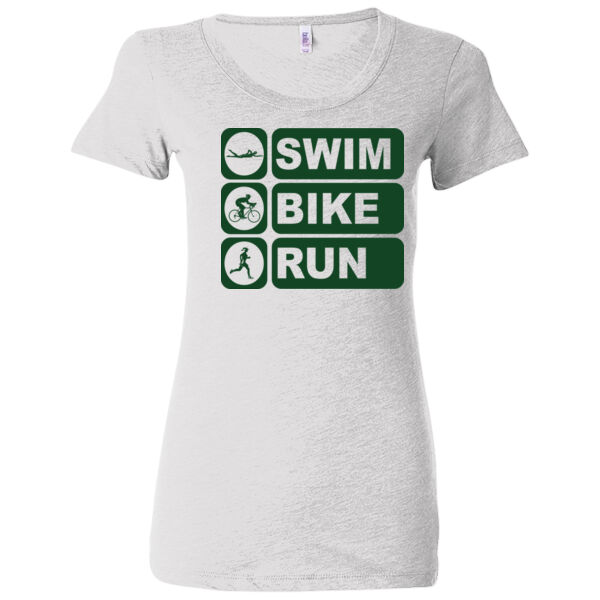 Women's Swim Bike Run Vertical Triathlon (Green) - (S) Ladies' Triblend Short Sleeve T-Shirt Thumbnail
