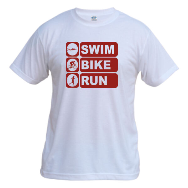 Men's Swim Bike Run Vertical Triathlon (Red) - Vapor Basic Performance Tee Thumbnail