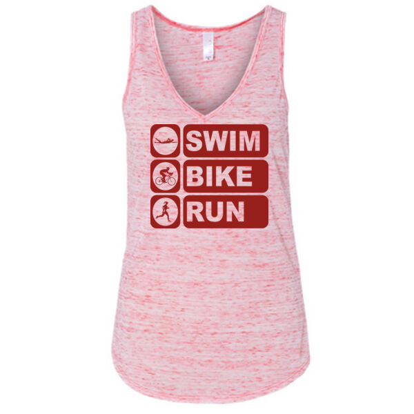 Women's Swim Bike Run Vertical Triathlon (Red) - Ladies' Flowy V-Neck Tank Thumbnail