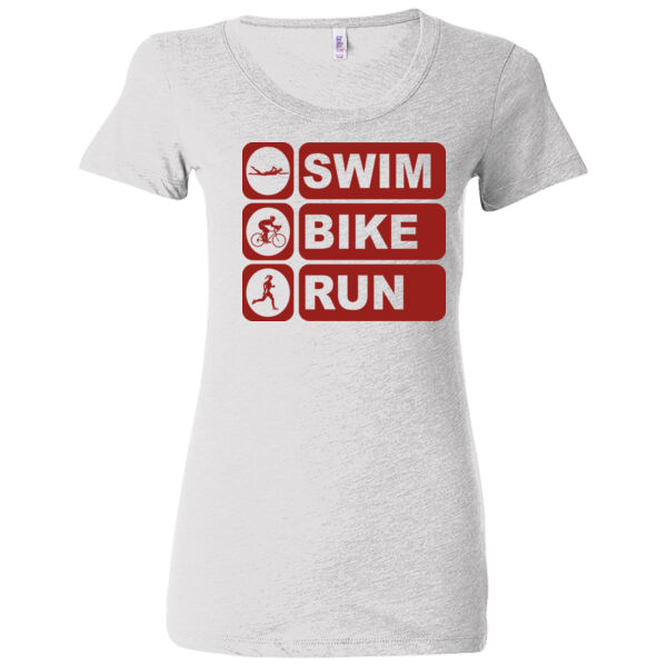 Women's Swim Bike Run Vertical Triathlon (Red) - (S) Ladies' Triblend Short Sleeve T-Shirt Thumbnail
