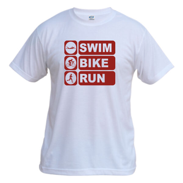 Women's Swim Bike Run Vertical Triathlon (Red) - Vapor Basic Performance Tee Thumbnail