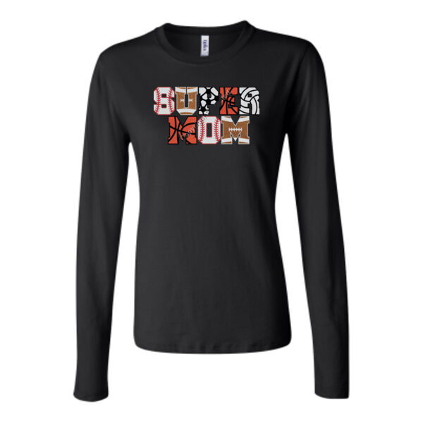 Super Mom with Favorite Player - Bella Long Sleeve Crew Tee Thumbnail
