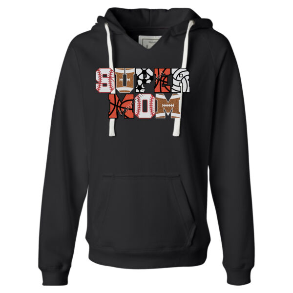 Super Mom with Favorite Player - Ladies' Sueded V-Neck Hooded Sweatshirt Thumbnail