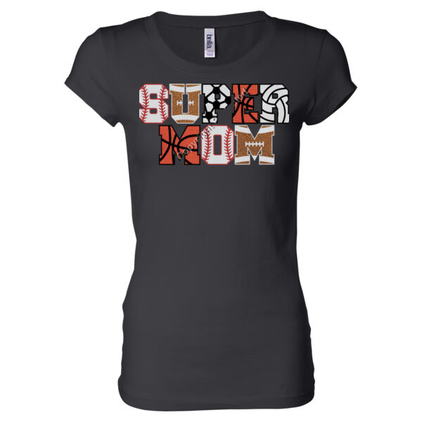 Super Mom with Favorite Player - Ladies' Sheer Jersey T-Shirt Thumbnail